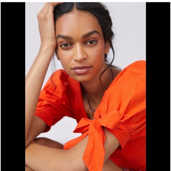 Anthropologie Maeve Puff Sleeved Ribbed V-neck - Picture 3 of 9